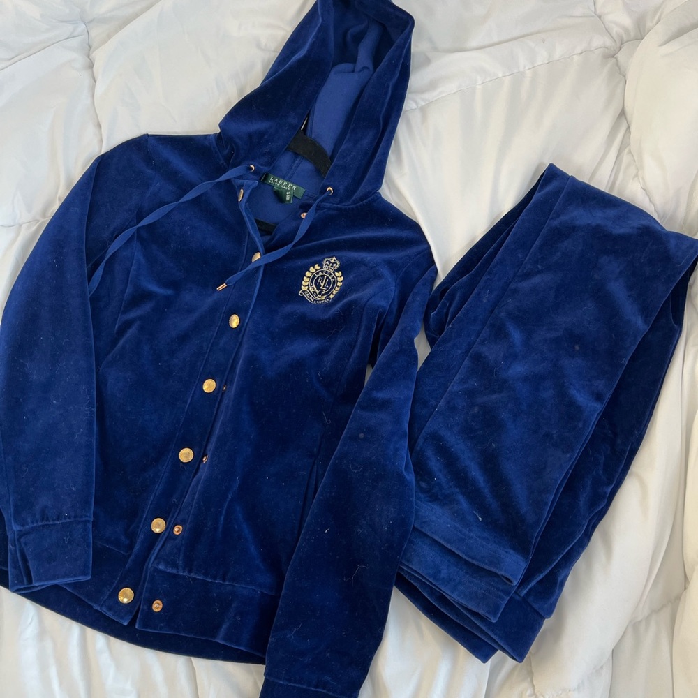Vintage Lauren Ralph Lauren Navy Velour Set